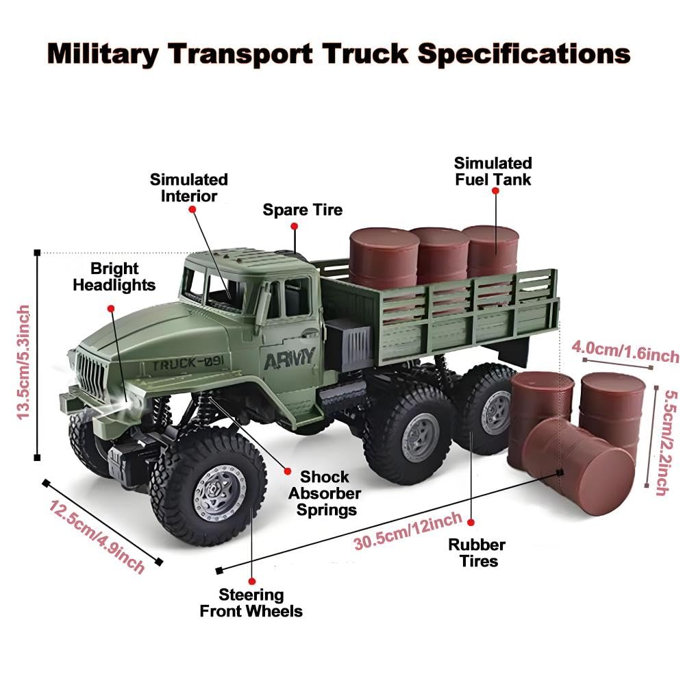 Amazon.com: GoolRC RC Military Truck, 1:16 Scale 6WD Remote